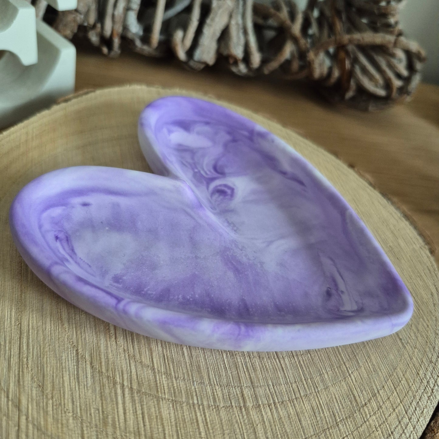 Eco Resin Modern Heart Trinket Dish - Purple