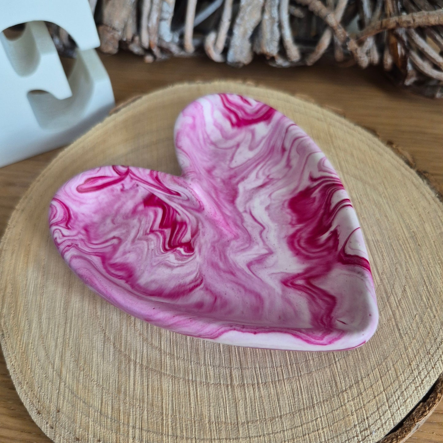 Eco Resin Modern Heart Trinket Dish - Ruby