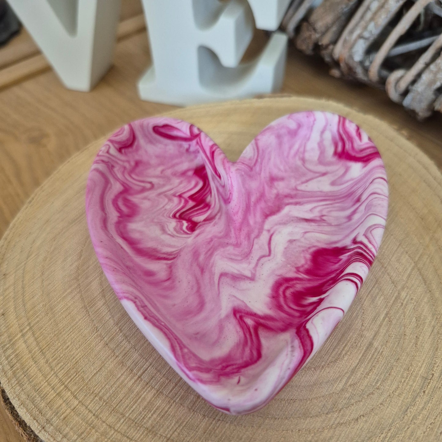 Eco Resin Modern Heart Trinket Dish - Ruby