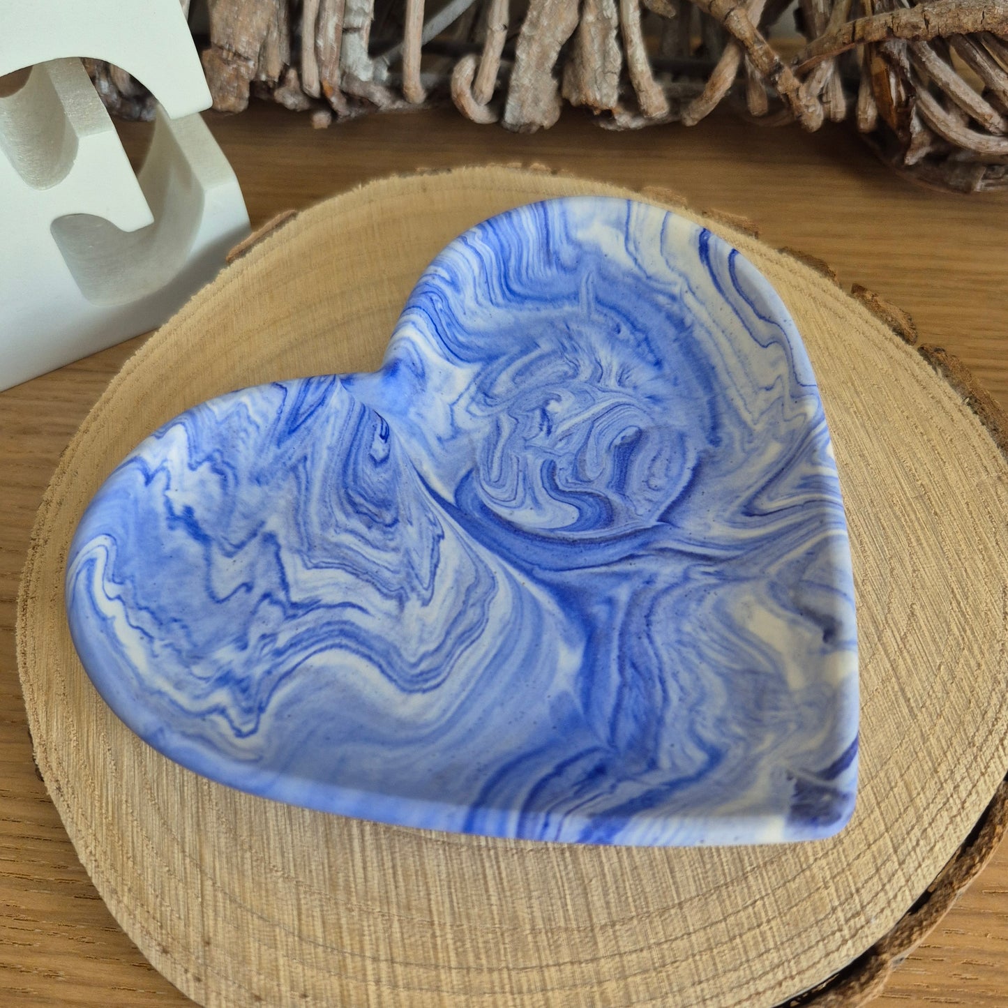 Eco Resin Heart Trinket Dish - Blue