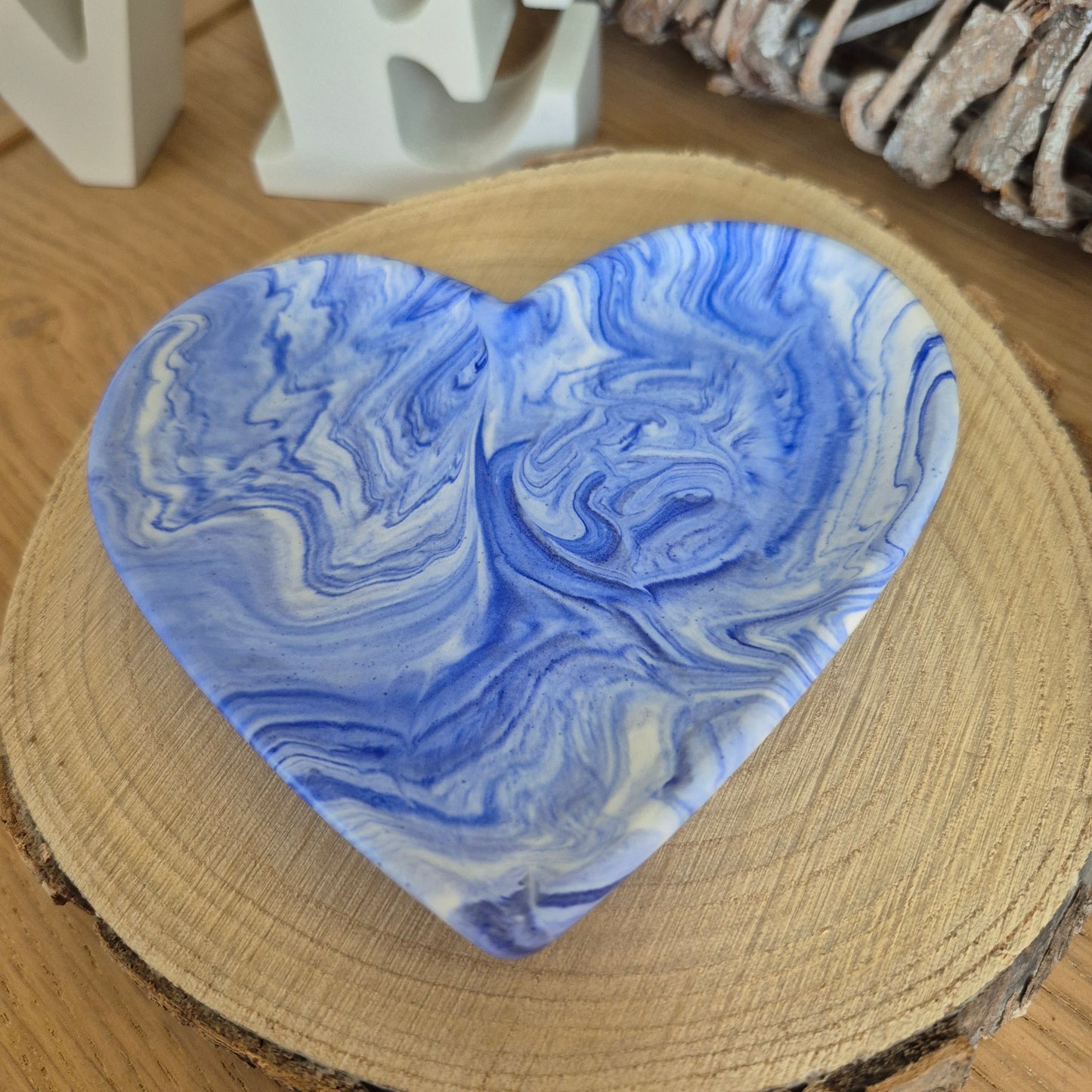 Eco Resin Heart Trinket Dish - Blue