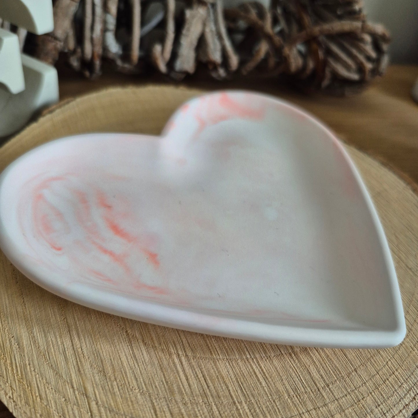 Eco Resin Heart Trinket Dish - Coral