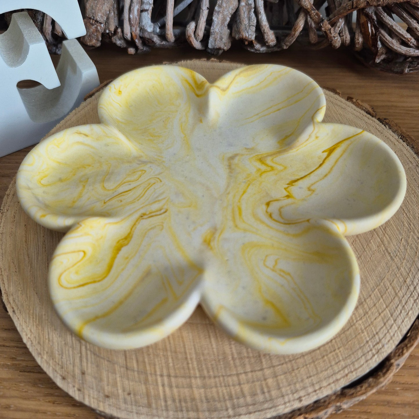 Eco Resin Large Bloom Trinket Dish - Citrine