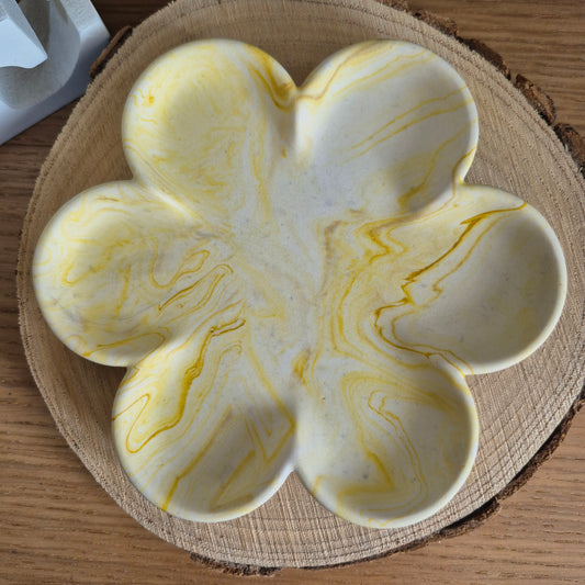 Eco Resin Large Bloom Trinket Dish - Citrine