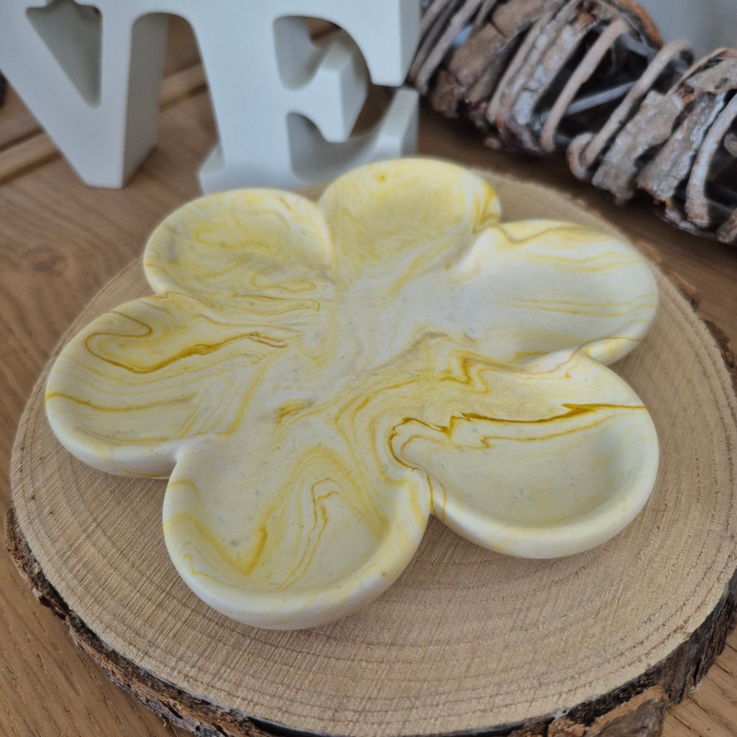 Eco Resin Large Bloom Trinket Dish - Citrine