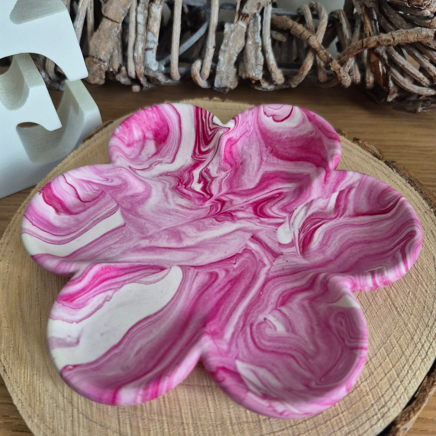 Eco Resin Large Bloom Trinket Dish - Ruby
