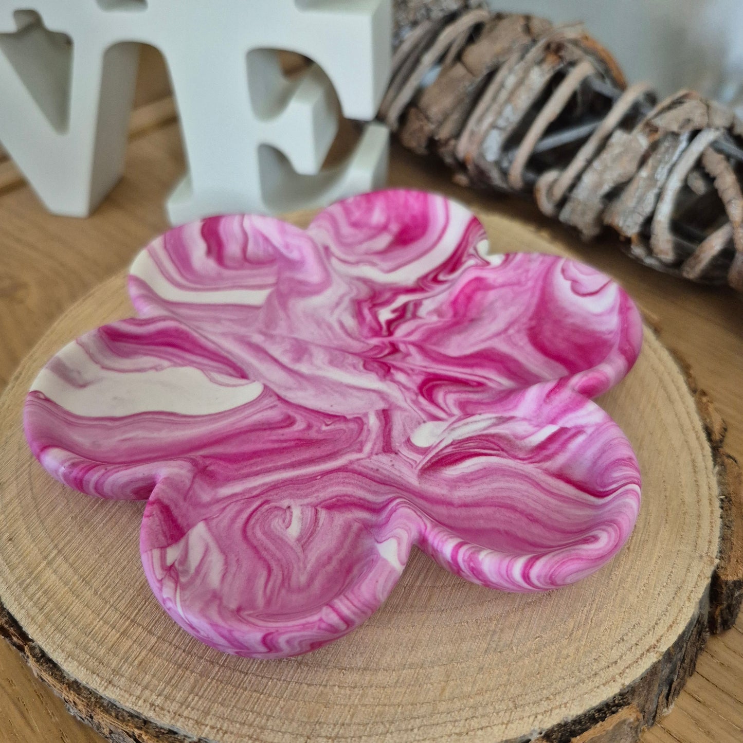 Eco Resin Large Bloom Trinket Dish - Ruby