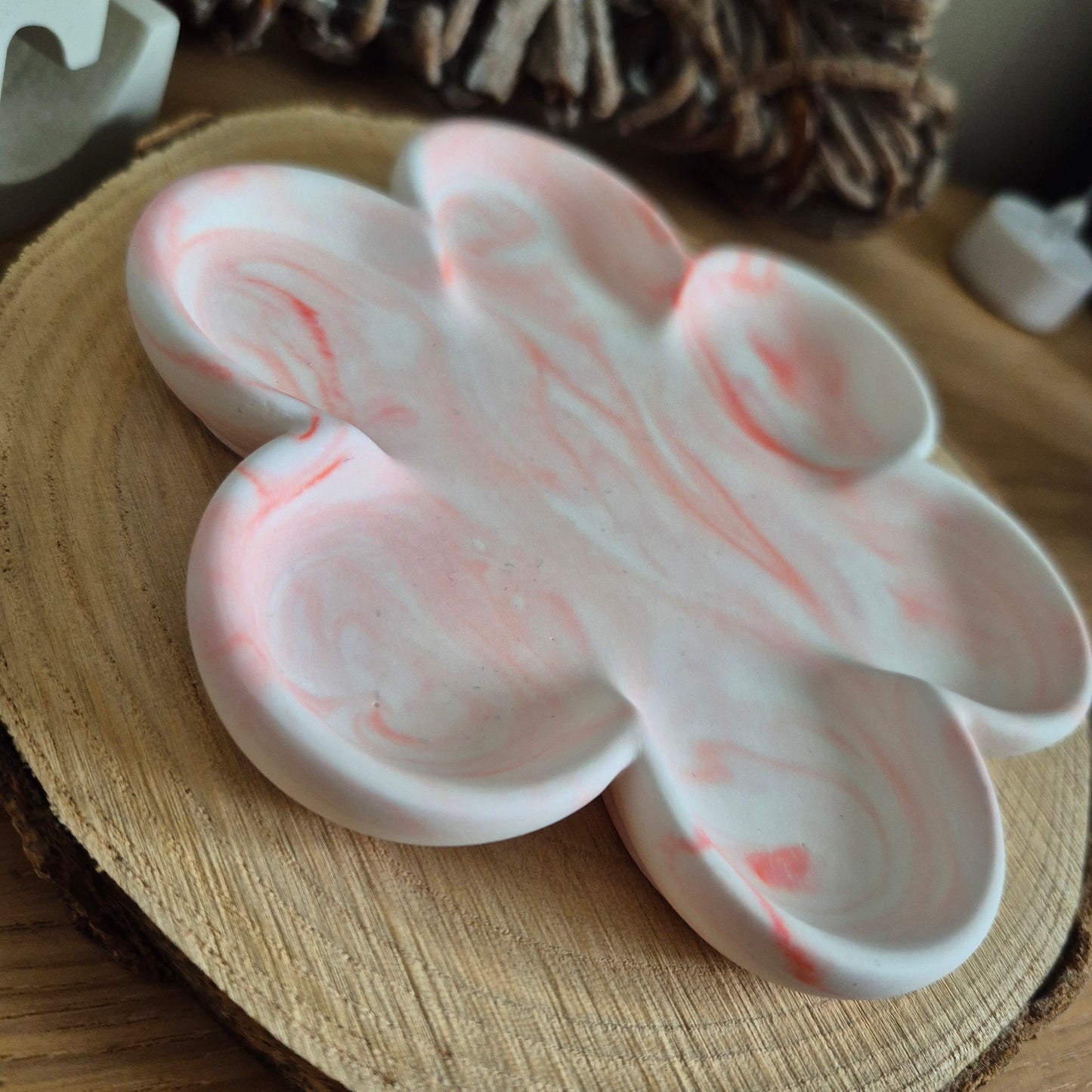 Eco Resin Large Bloom Trinket Dish - Coral