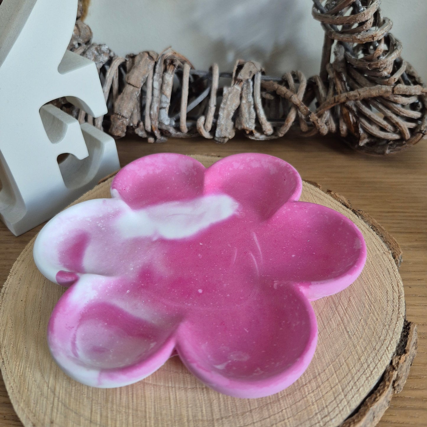 Eco Resin Large Bloom Trinket Dish - Clouded Ruby