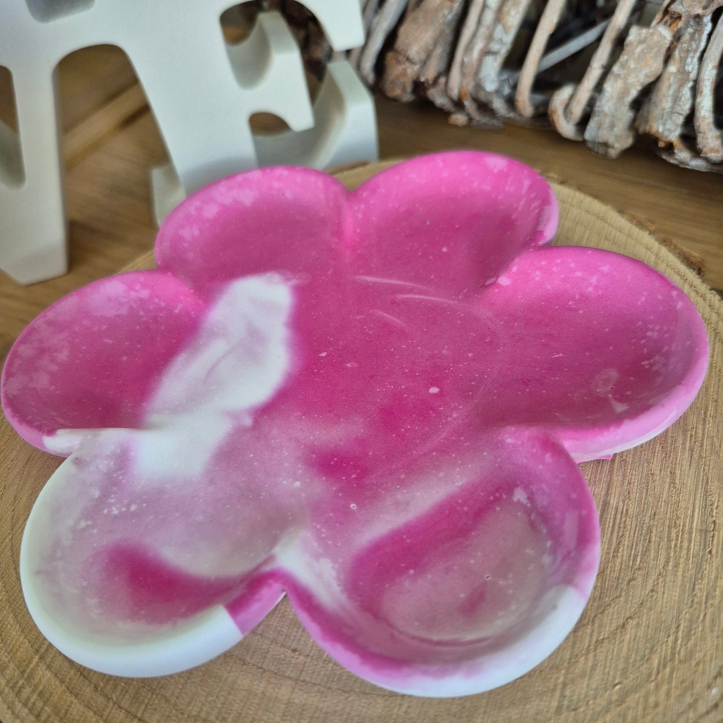 Eco Resin Large Bloom Trinket Dish - Clouded Ruby