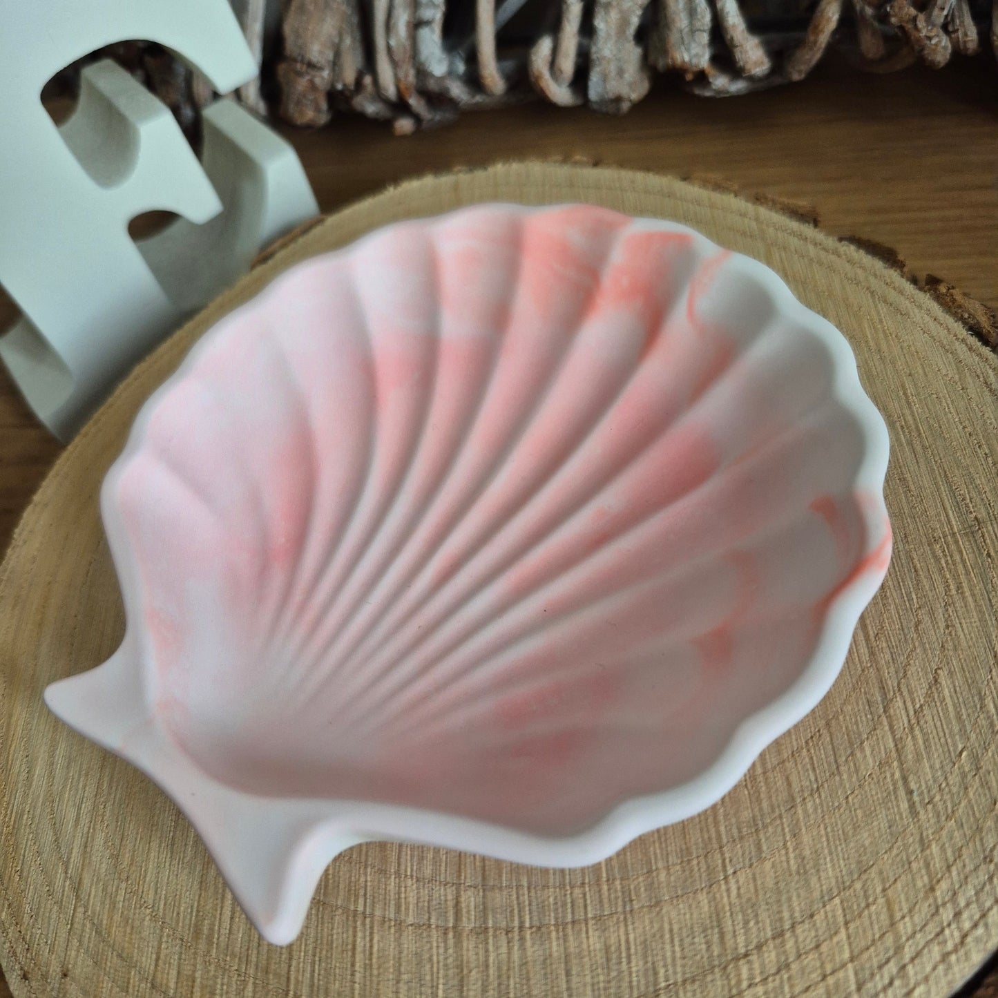 Eco Resin Shell Trinket Dish - Coral