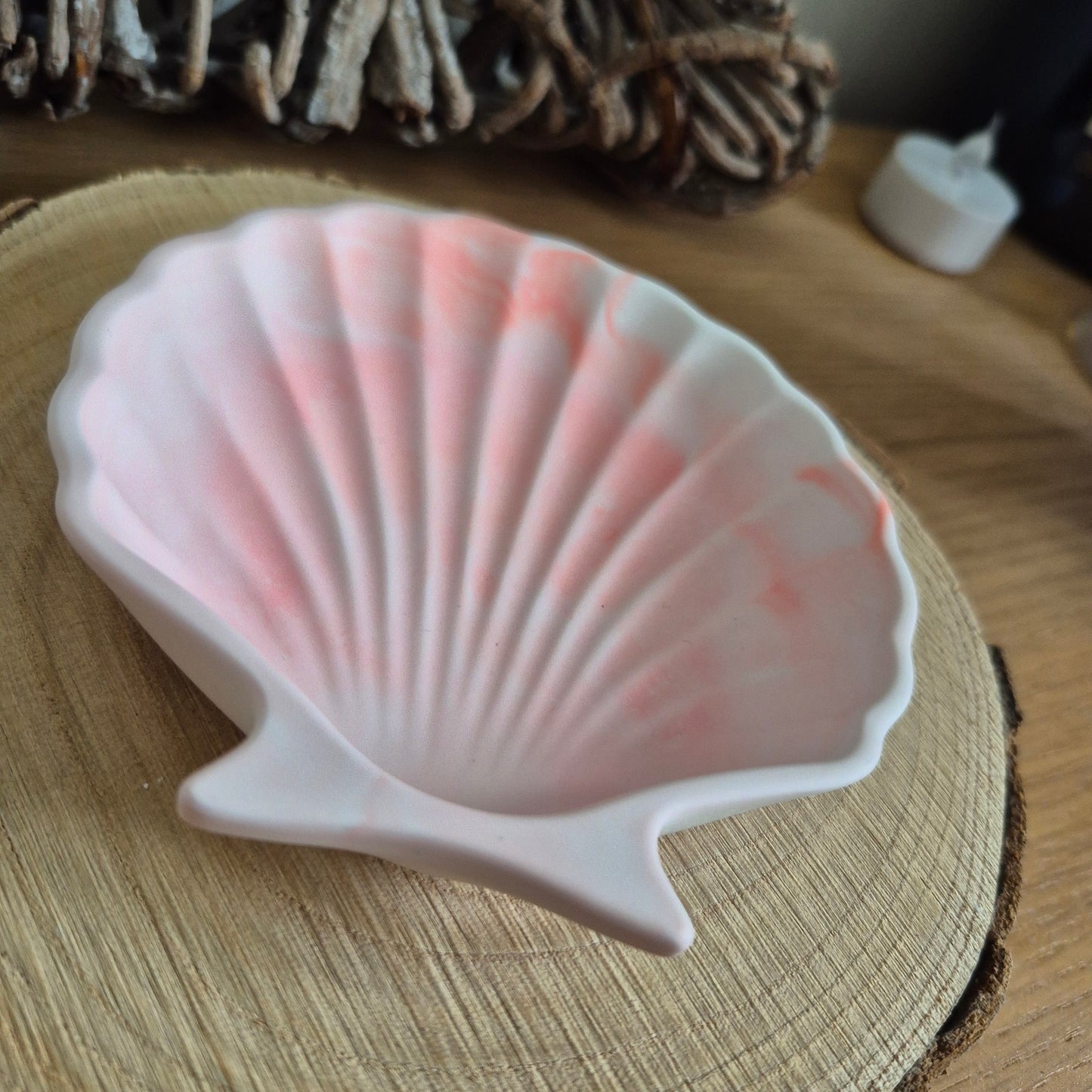 Eco Resin Shell Trinket Dish - Coral