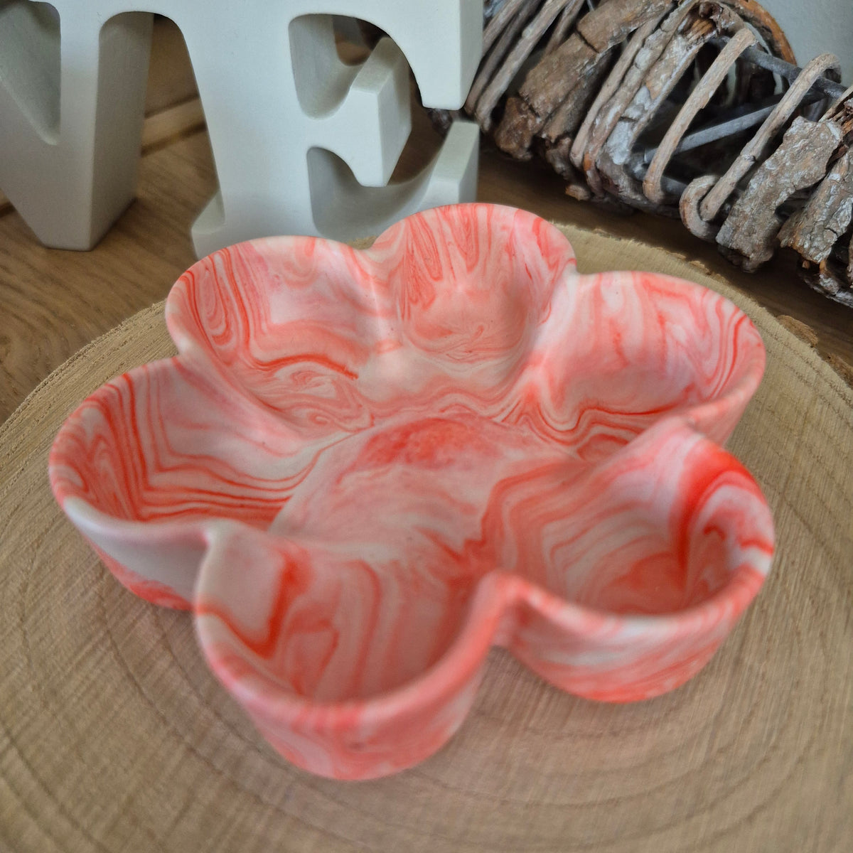 Eco Resin Small Bloom Trinket Bowl - Coral