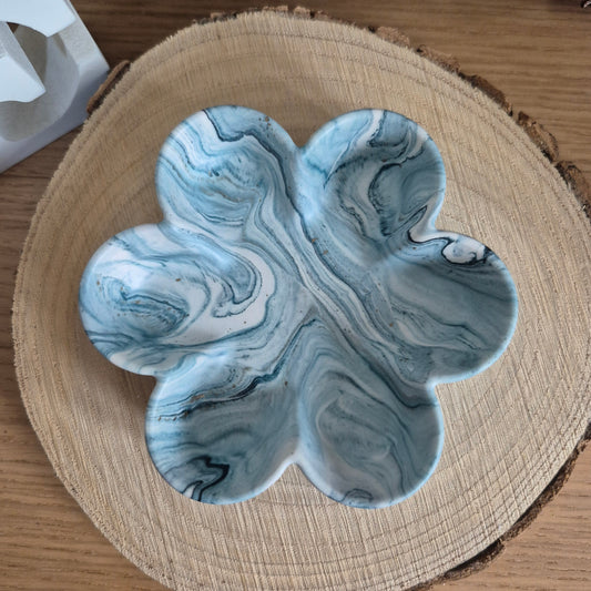 Eco Resin Small Bloom Trinket Bowl - Duck Egg and Gold