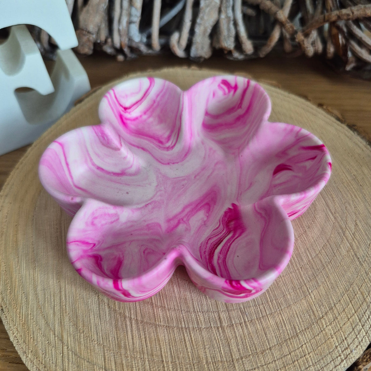 Eco Resin Small Bloom Trinket Bowl - Vivid Pink