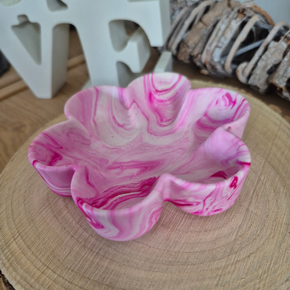 Eco Resin Small Bloom Trinket Bowl - Vivid Pink