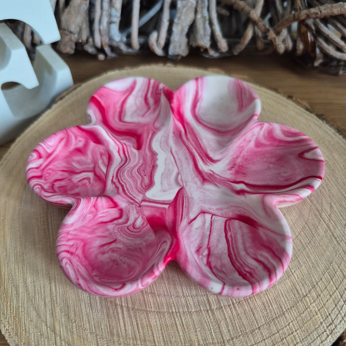 Eco Resin Small Bloom Trinket Dish - Cherry