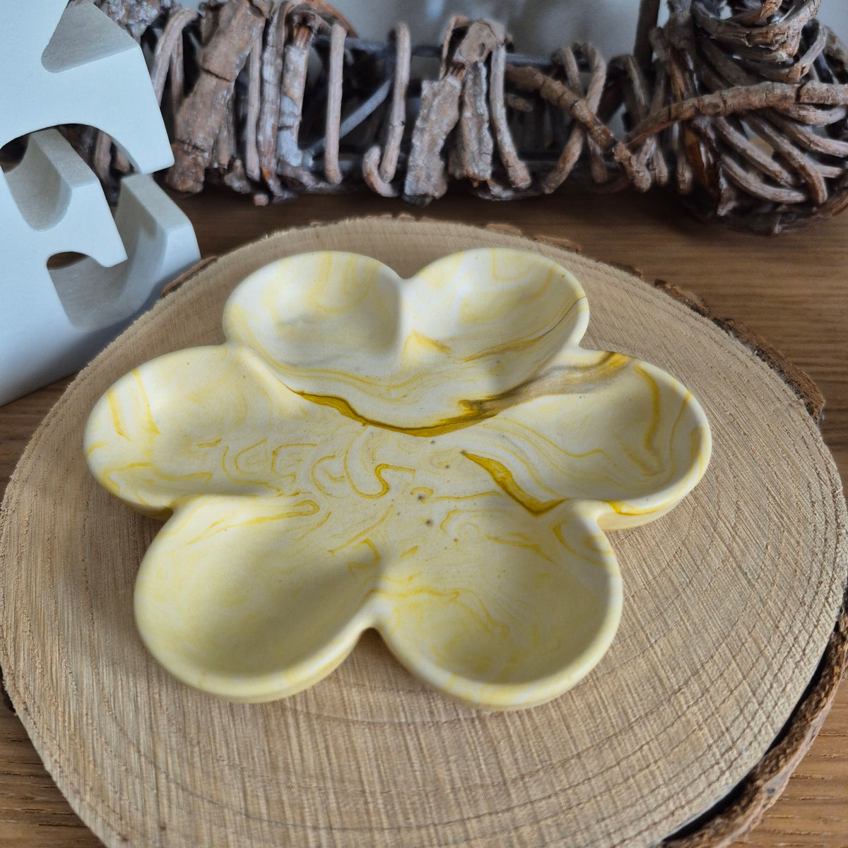 Eco Resin Small Bloom Trinket Dish - Citrine