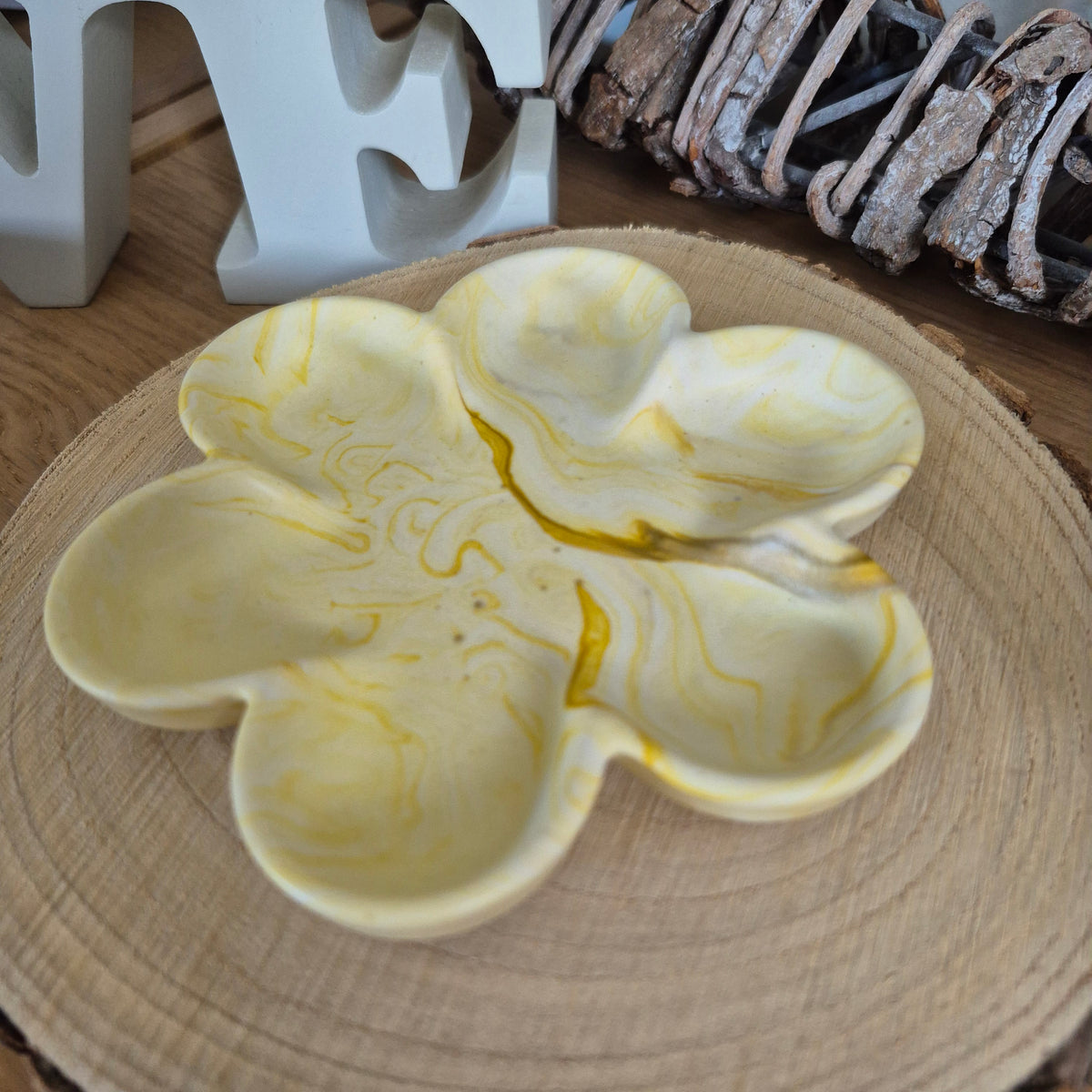 Eco Resin Small Bloom Trinket Dish - Citrine
