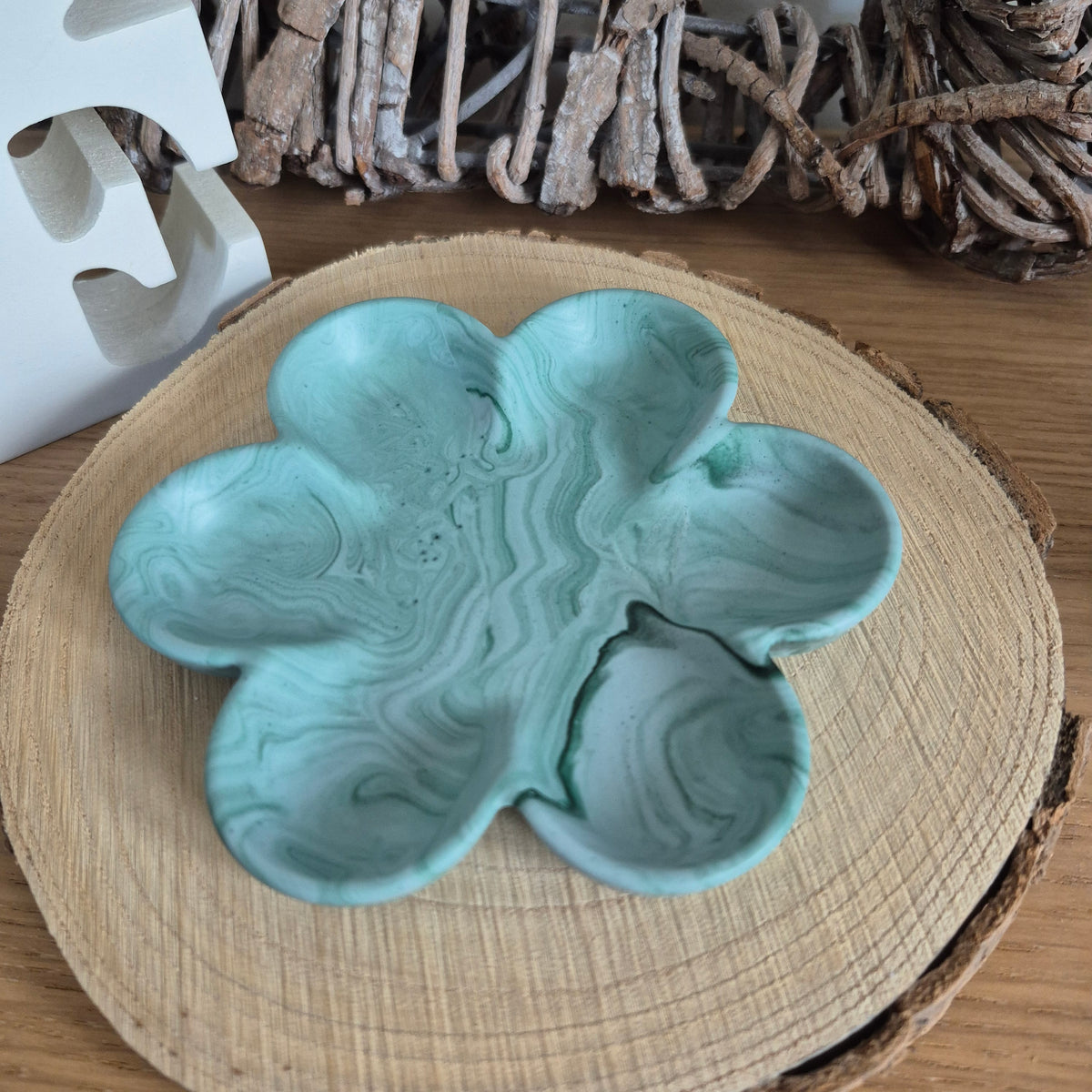 Eco Resin Small Bloom Trinket Dish - Forest