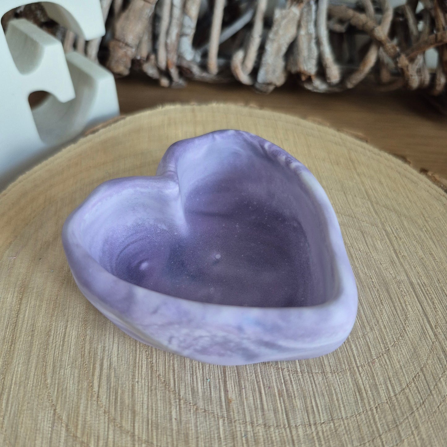 Eco Resin Stone Heart Trinket Pot - Blackcurrant