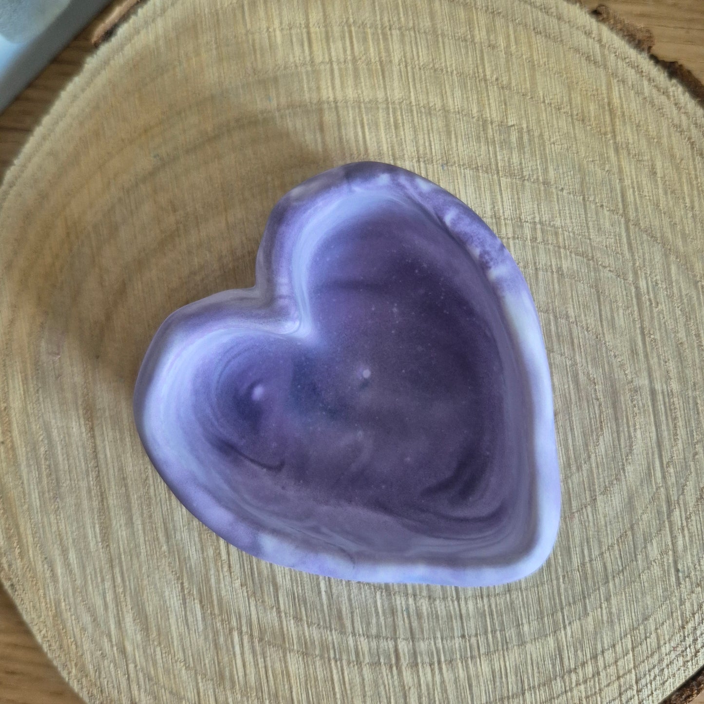 Eco Resin Stone Heart Trinket Pot - Blackcurrant