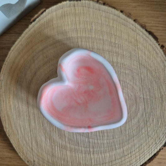 Eco Resin Stone Heart Trinket Pot - Coral