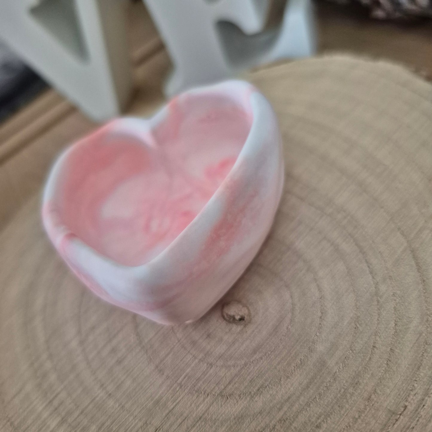 Eco Resin Stone Heart Trinket Pot - Coral