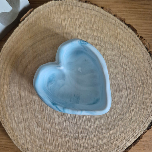 Eco Resin Stone Heart Trinket Pot - Duck Egg