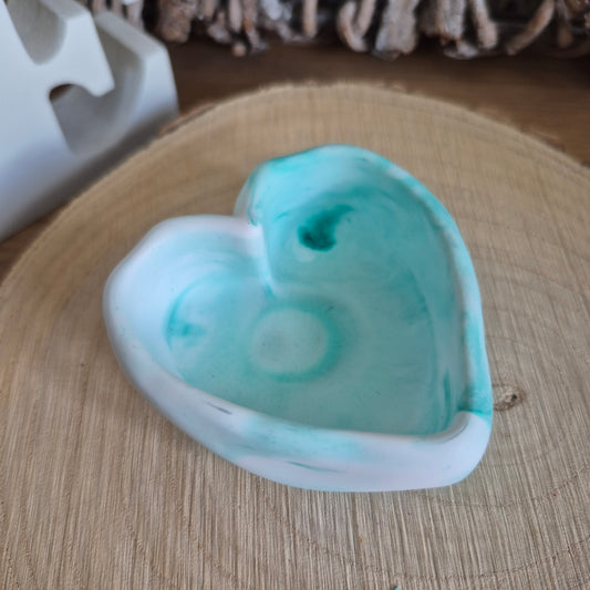 Eco Resin Stone Heart Trinket Pot - Envy Green