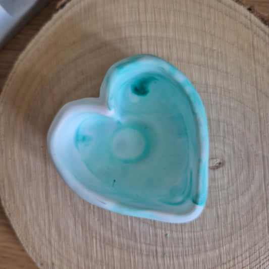 Eco Resin Stone Heart Trinket Pot - Envy Green