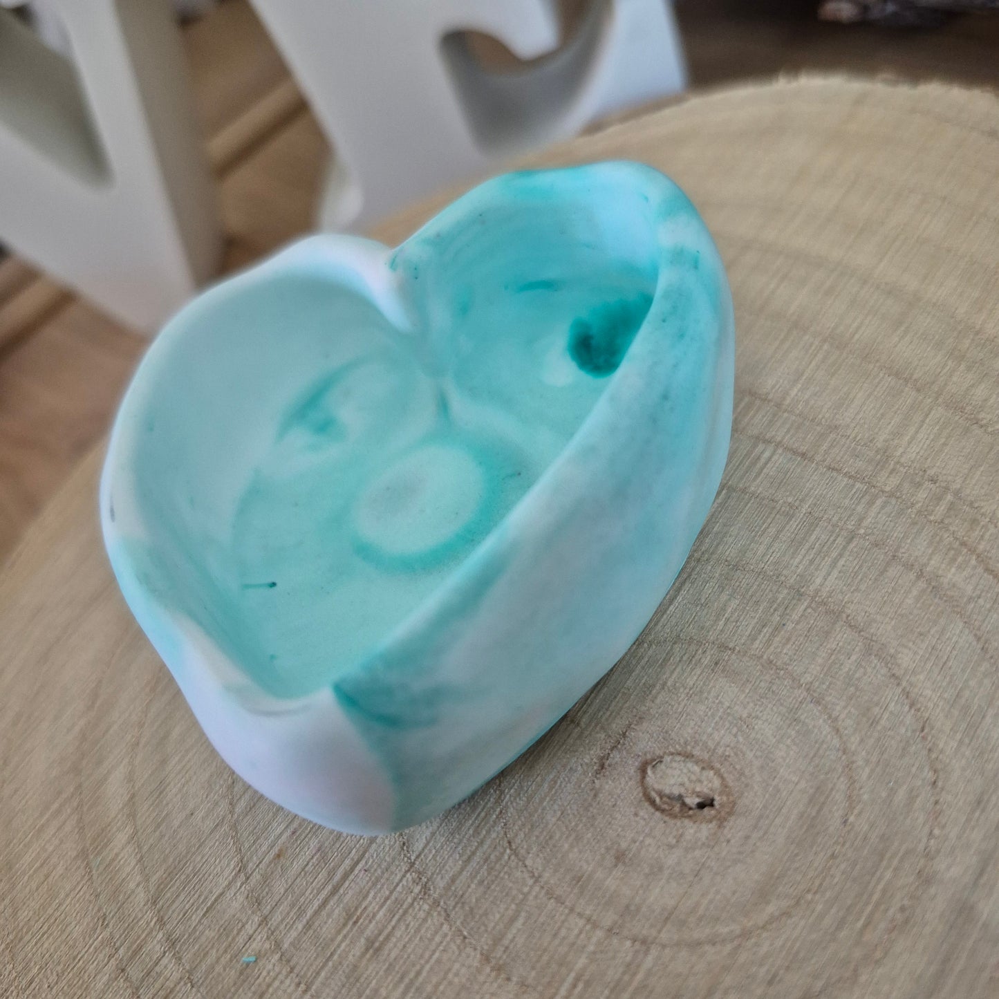 Eco Resin Stone Heart Trinket Pot - Envy Green