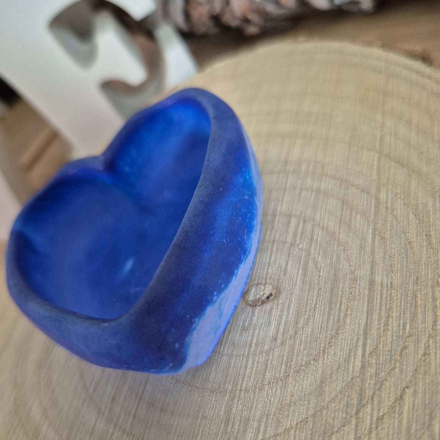 Eco Resin Stone Heart Trinket Pot - Periwinkle Blue