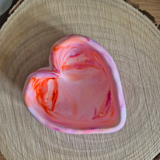 Eco Resin Stone Heart Trinket Pot - Pink/Orange