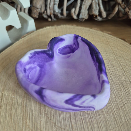 Eco Resin Stone Heart Trinket Pot - Purple