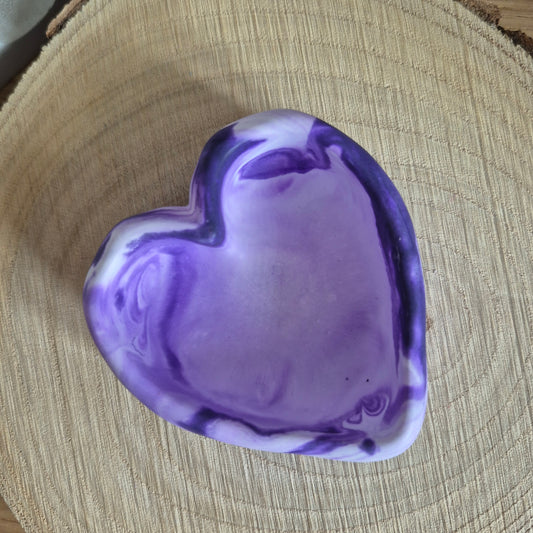 Eco Resin Stone Heart Trinket Pot - Purple