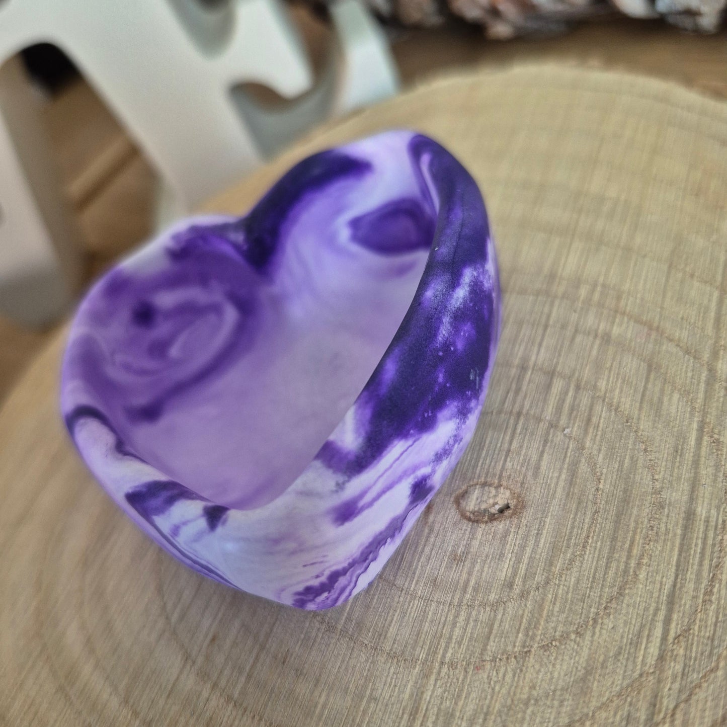 Eco Resin Stone Heart Trinket Pot - Purple