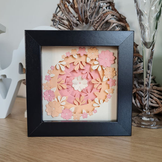 3D Floral Circle Shadow Box - Peach