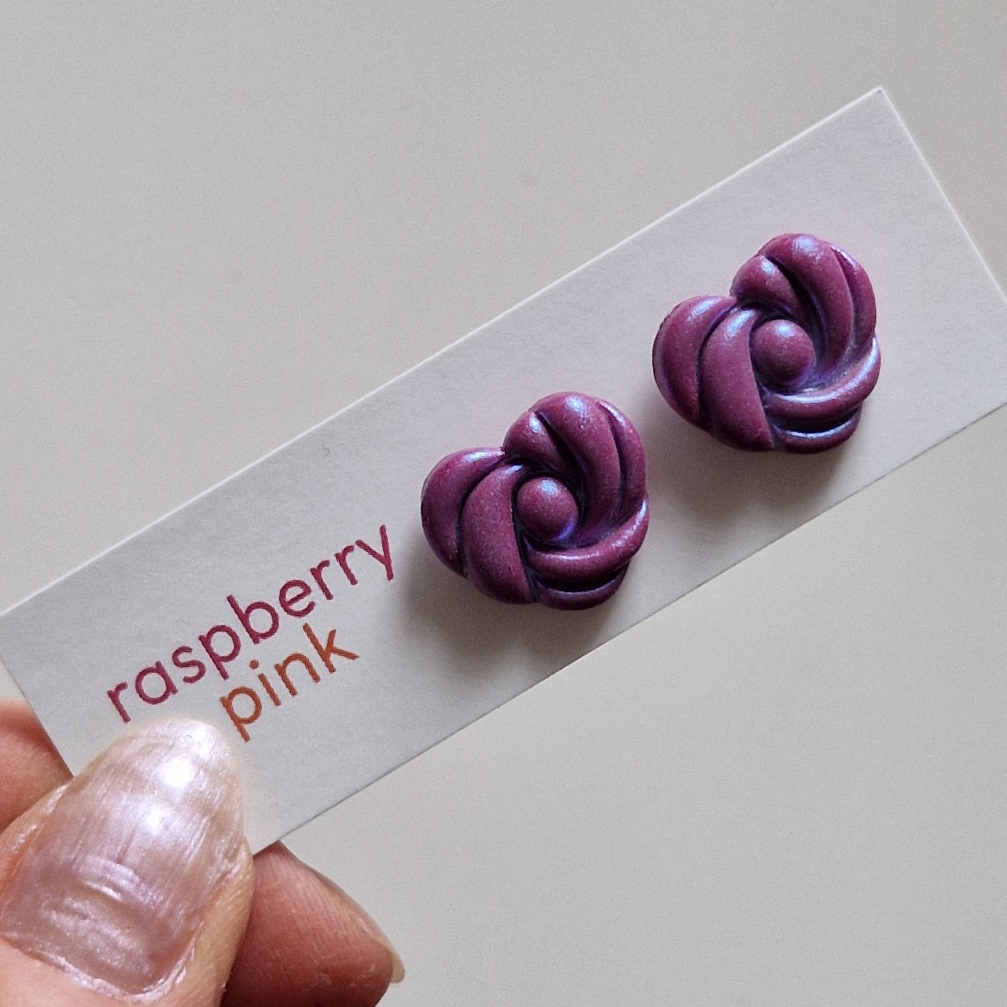 Clay Swirl Heart Stud Earrings - Purple Pearl