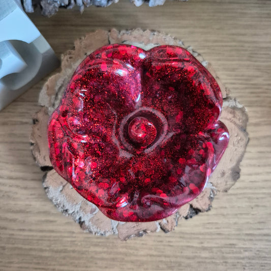 Resin Rose Ring Holder - Red Velvet
