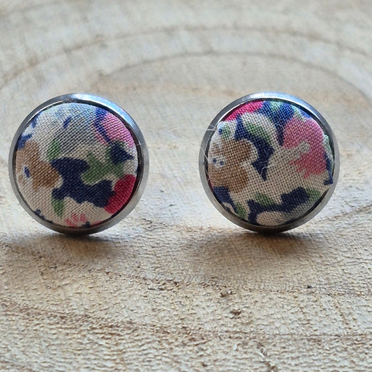 Vintage Liberty 10mm Stud Earrings - Lilac Ditsy Floral