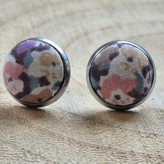 Vintage Liberty 10mm Stud Earrings - Pink Mint Ditsy Floral