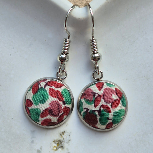 Vintage Liberty 12mm Dangle Earrings - Green Rust Leafy