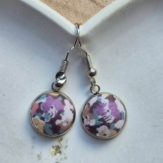 Vintage Liberty 12mm Dangle Earrings - Lilac Ditsy Floral
