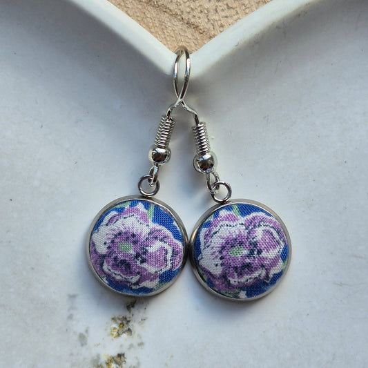 Vintage Liberty 12mm Dangle Earrings - Lilac Flower