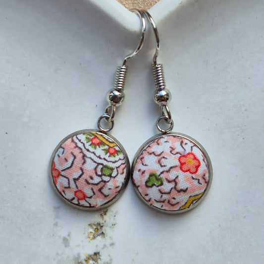 Vintage Liberty 12mm Dangle Earrings - Peach Mini Paisley