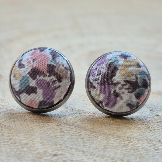 Vintage Liberty 12mm Stud Earrings - Lilac Ditsy Floral