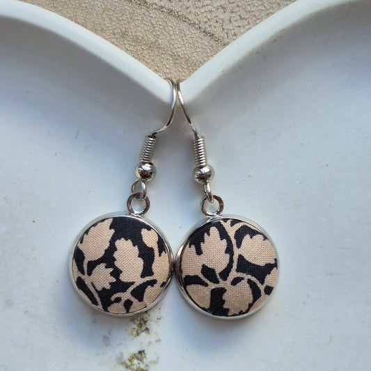 Vintage Liberty 14mm Dangle Earrings - Cream Leafy Vine