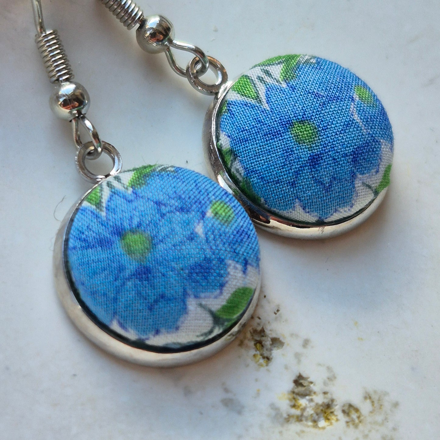 Vintage Liberty 14mm Dangle Earrings - Turquoise Flower