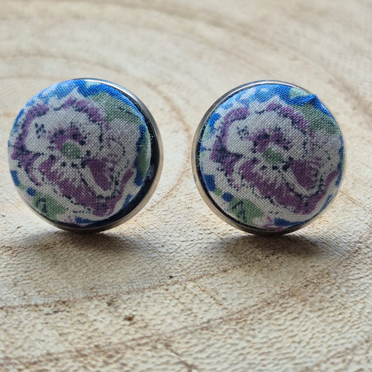 Vintage Liberty 14mm Stud Earrings - Lilac Flower
